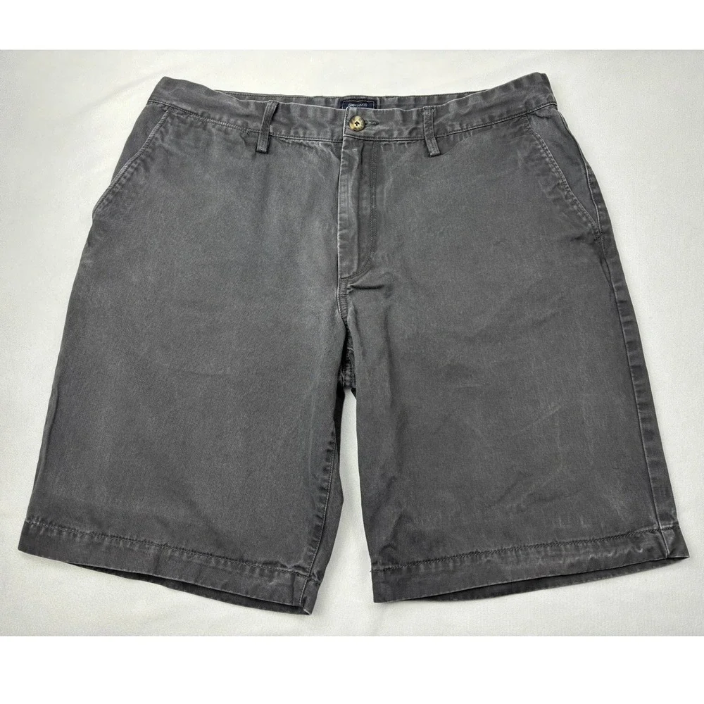 Gap Lived In Short Mens 36 Charcoal Gray‎ Chino Cotton Flat Front Casual Shorts